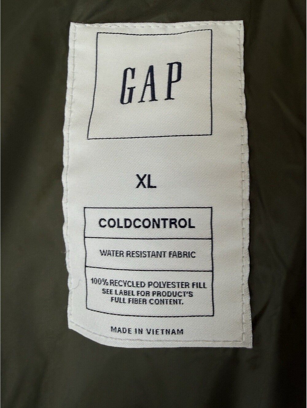 Gap Cold Control Puffer Vest XL Womens Olive Green Full Zip Lightweight Pockets